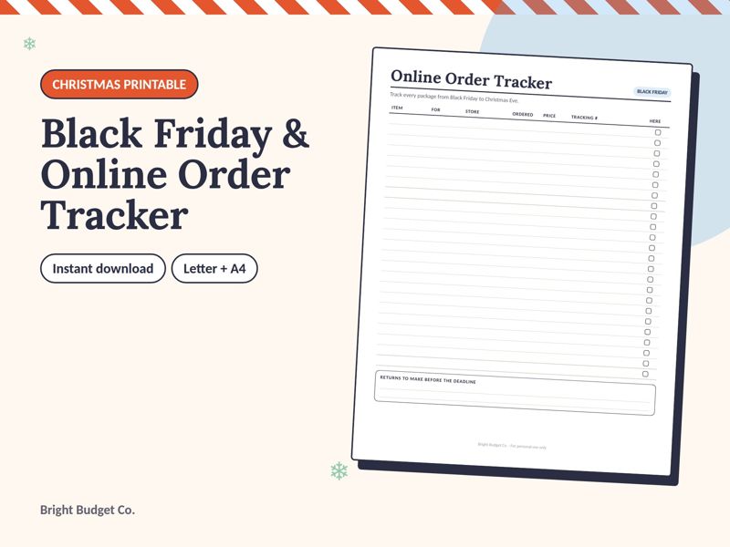 Black Friday & Online Order Tracker printable preview