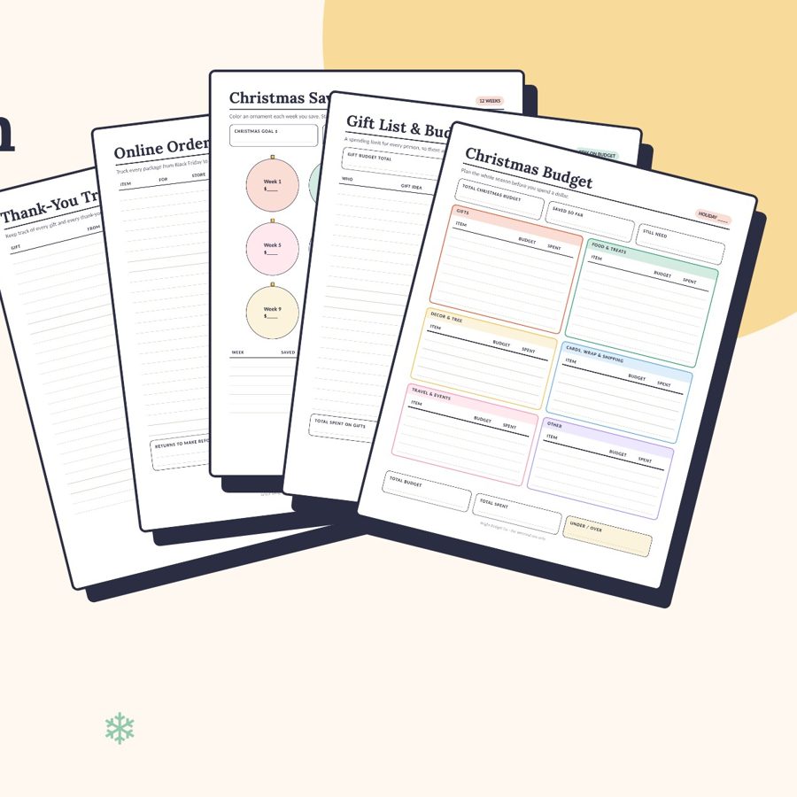 Preview of the Christmas budget bundle pages