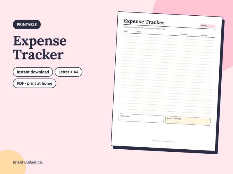 Expense Tracker printable preview